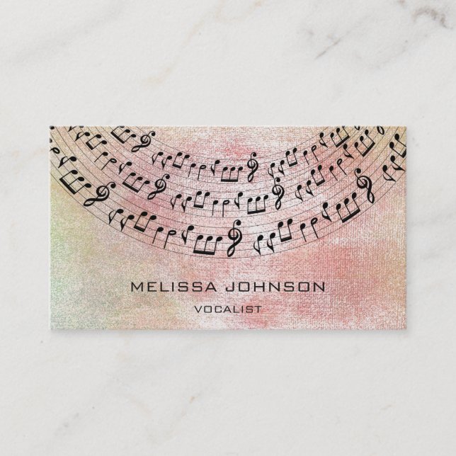 Musician Singer Componist Pianist Peach Pastel Business Card (Front)