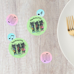 Musician Themed Black Cats Music Notes Birthday Confetti