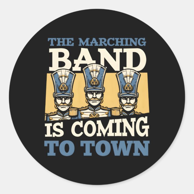 Musician Town Music Marching Band Classic Round Sticker (Front)
