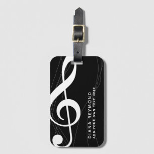 musician travel black luggage tag