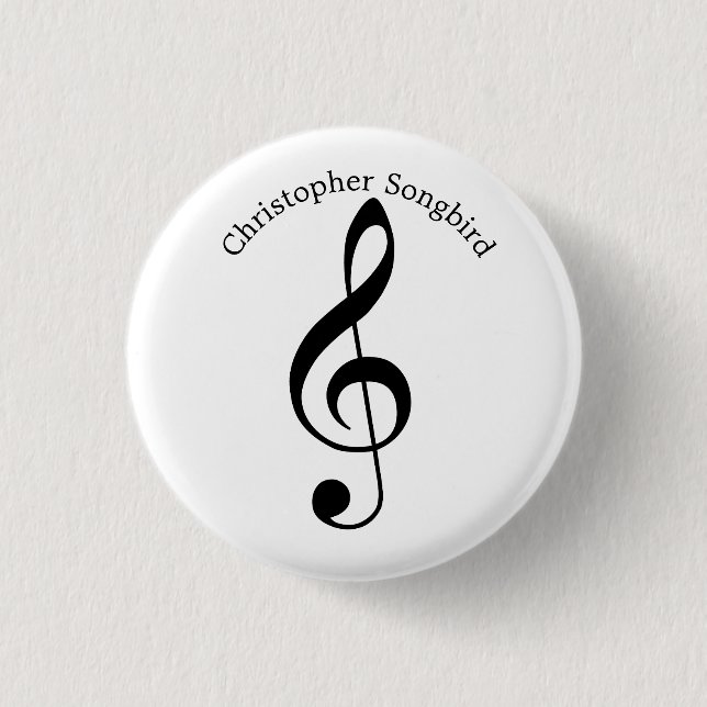 Musician Treble Clef  3 Cm Round Badge (Front)