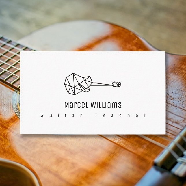 Musician White Business Card with a Guitar (Creator Uploaded)