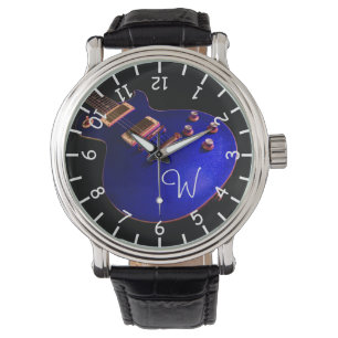 Musician's Cool Blue Sparkle Electric Rock Guitar Watch