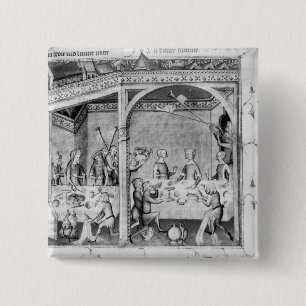 Musicians entertaining at a banquet 15 cm square badge