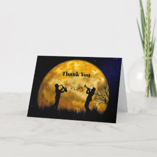 Musicians Full Moon Watercolor Thank You Card