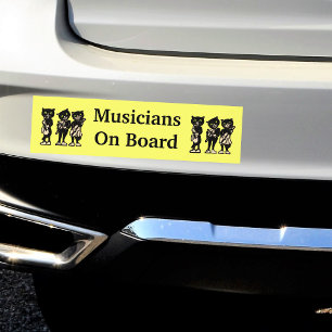 Musicians on Board Vintage Black Cats Bumper Sticker