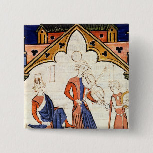 Musicians Playing a Viola and a Tambourine 15 Cm Square Badge
