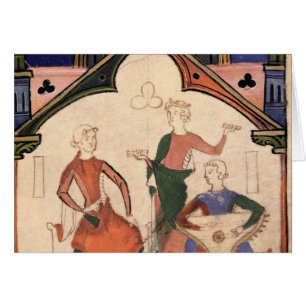 Musicians playing castanets and a psaltery