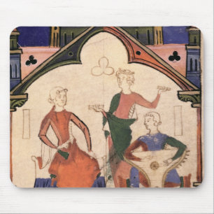 Musicians playing castanets and a psaltery mouse pad