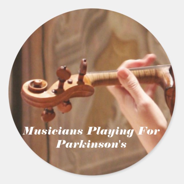 Musicians Playing For Parkinson's Classic Round Sticker (Front)