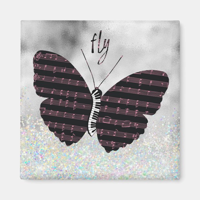 Musicians, Singers, Piano Player Butterfly Magnet (Front)