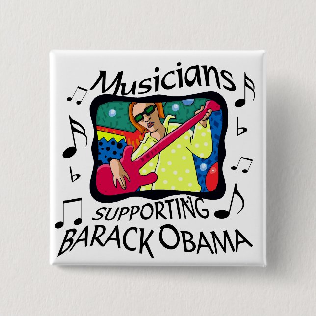 Musicians Supporting Barack Obama 15 Cm Square Badge (Front)