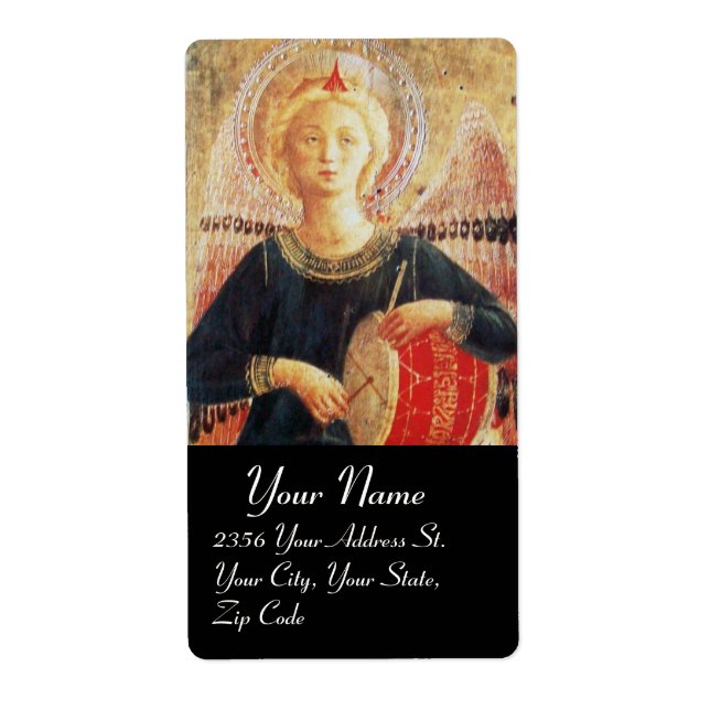 MUSIICAL ANGEL IN RED AND GOLD ,Black (Front)