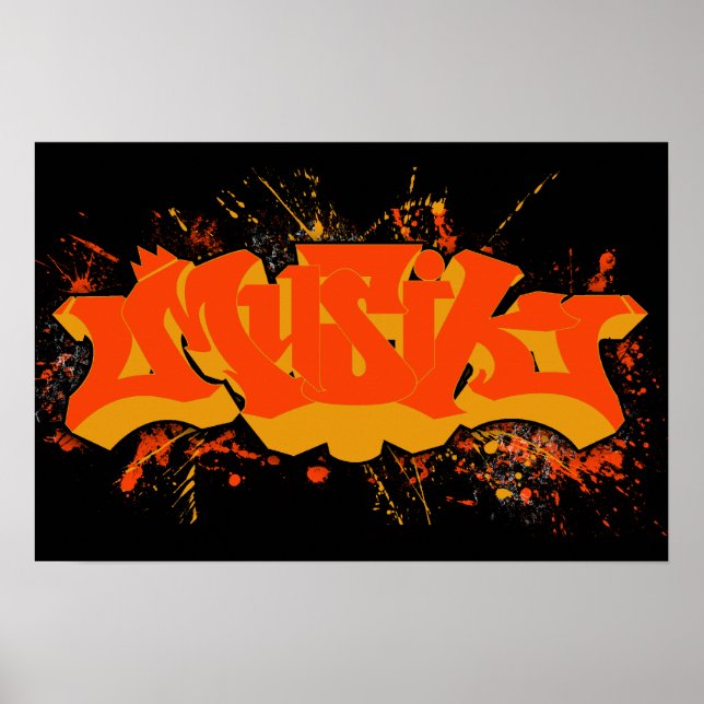 Musik orange yellow splatter poster (Front)