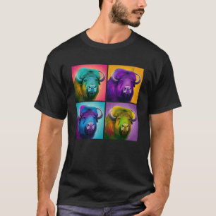 Musk Ox Pop Illustration Colourful Animal Women T-Shirt