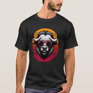 Musk Ox Retro Vintage Sunset Animal Sunglasses 70s T-Shirt