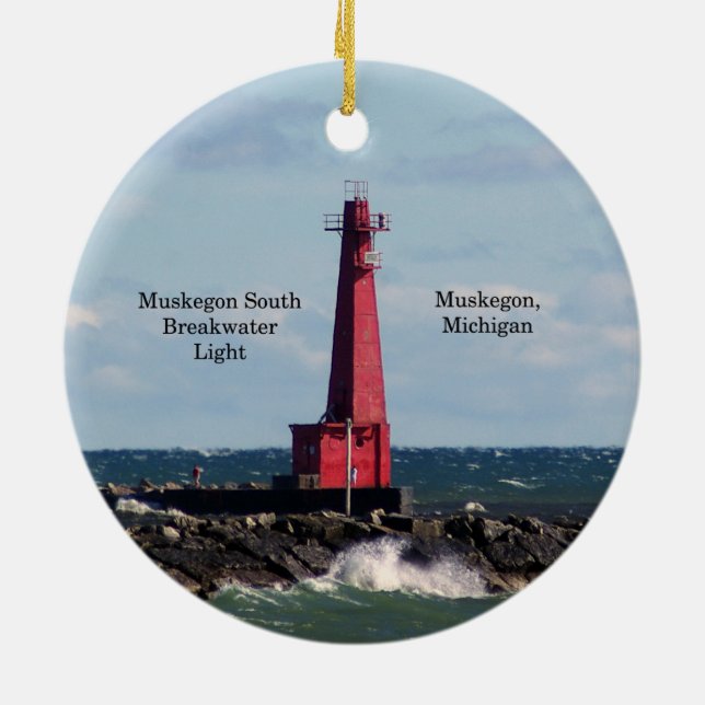 Muskegon Entrance Lights double sided ornament (Back)
