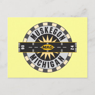 Muskegon, MI MKG Airport Postcard