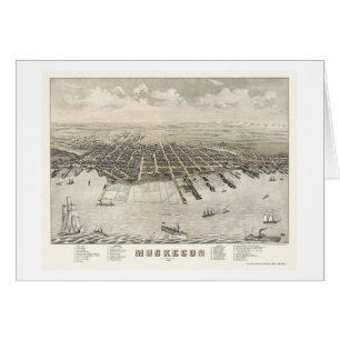 Muskegon, MI Panoramic Map -1874
