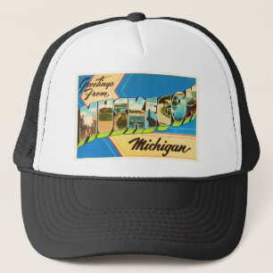 Muskegon Michigan MI Old Vintage Travel Souvenir Trucker Hat