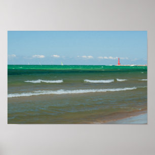 Muskegon Pier Light, Muskegon, Michigan Poster