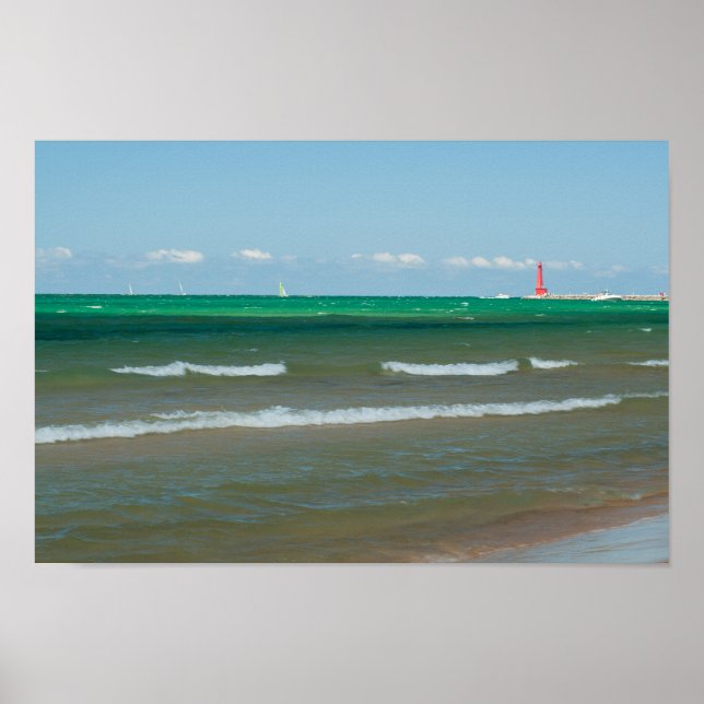 Muskegon Pier Light, Muskegon, Michigan Poster (Front)