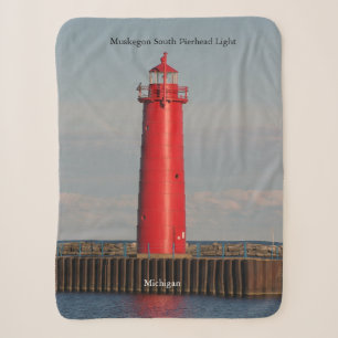 Muskegon South Pierhad Light sherpa blanket