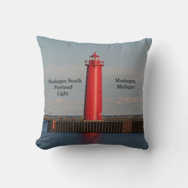 Muskegon South Pierhead Light square pilow Cushion (Front)