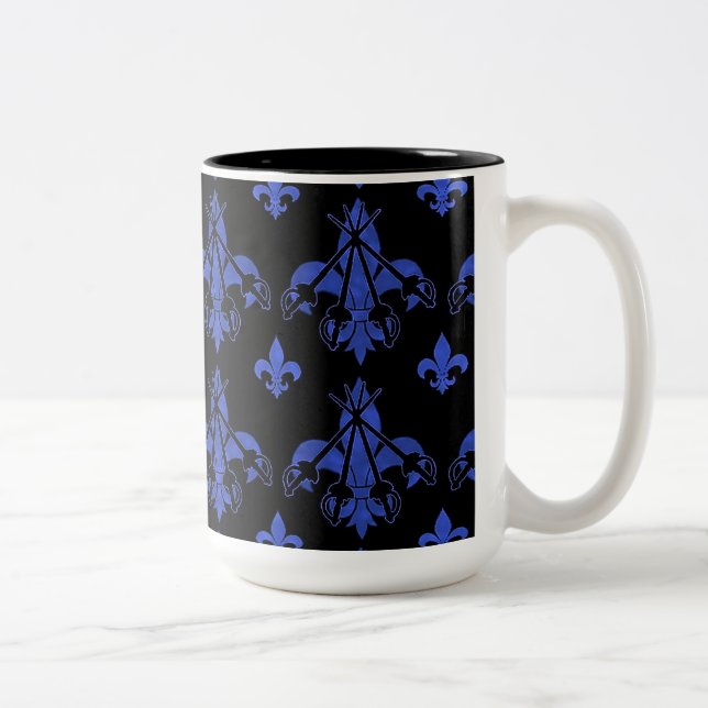 Musketeer Swords Blue Coffee Mug (Right)