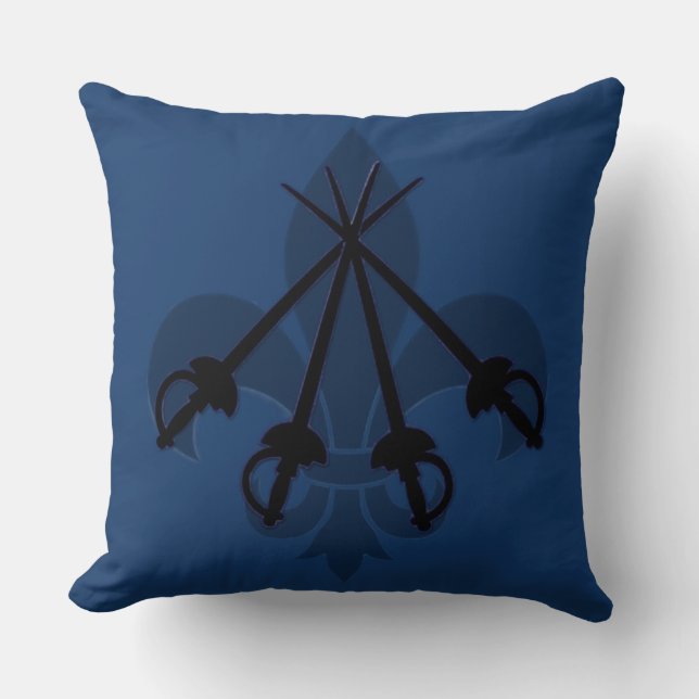 Musketeer Swords Blue Cushion (Front)