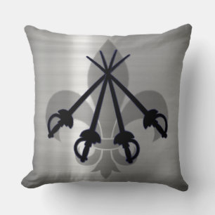 Musketeer Swords Silver Throw Pillow