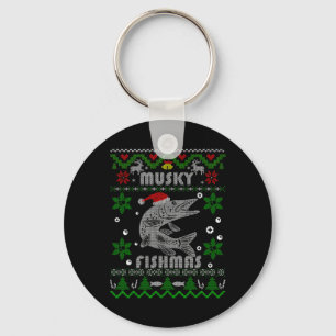 Muskie Angler Fishmas Musky Fishing Gifts Ugly Chr Key Ring