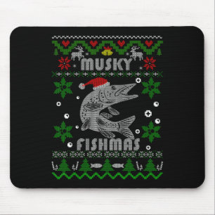 Muskie Angler Fishmas Musky Fishing Gifts Ugly Chr Mouse Pad