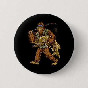 Muskie Fishing Bigfoot Musky Hunting Fishermen  6 Cm Round Badge