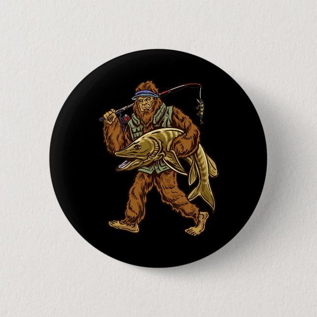 Muskie Fishing Bigfoot Musky Hunting Fishermen  6 Cm Round Badge (Front)