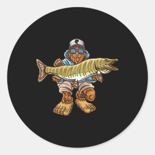 Muskie Fishing Bigfoot Musky Hunting Fishermen  Classic Round Sticker