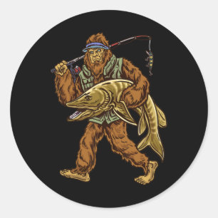 Muskie Fishing Bigfoot Musky Hunting Fishermen Classic Round Sticker