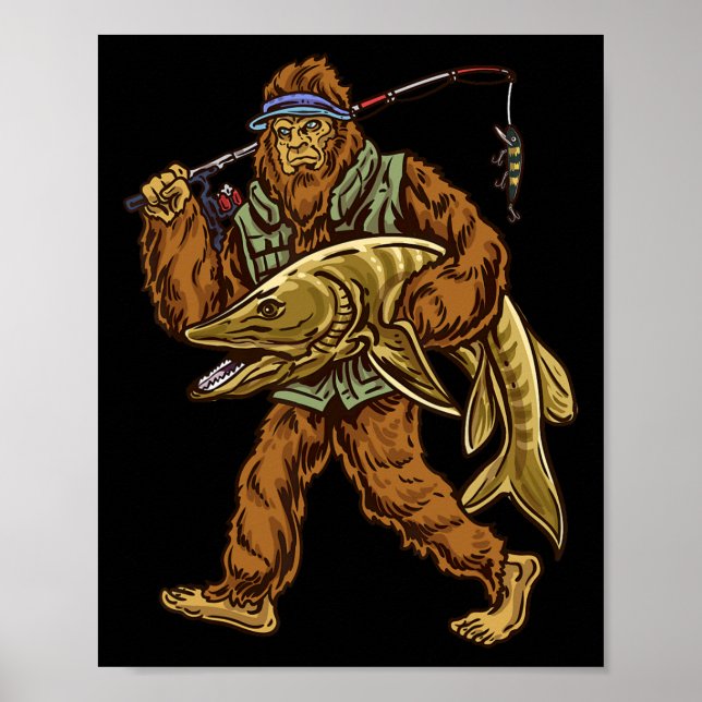 Muskie Fishing Bigfoot Musky Hunting Fishermen  Poster (Front)