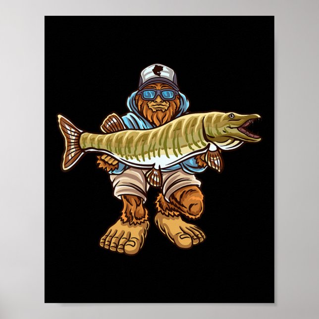 Muskie Fishing Bigfoot Musky Hunting Fishermen  Poster (Front)