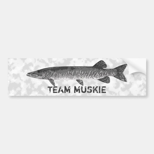 Muskie fishing logo bumper sticker (Front)
