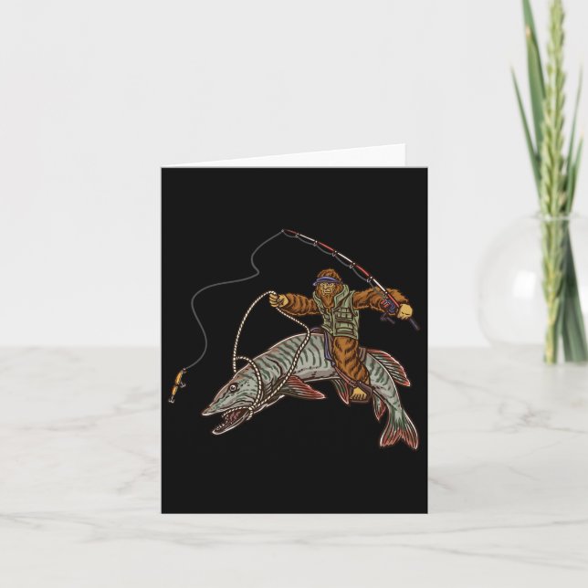 Muskie Fishing Tiger Musky Hunting Bigfoot Fisherm Card (Front)