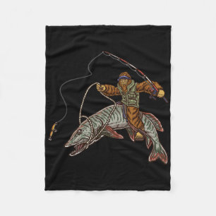 Muskie Fishing Tiger Musky Hunting Bigfoot Fisherm Fleece Blanket