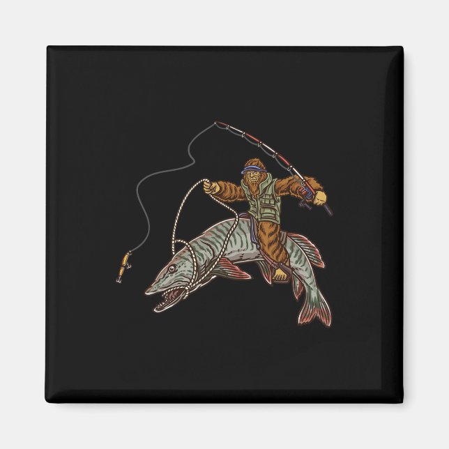 Muskie Fishing Tiger Musky Hunting Bigfoot Fisherm Magnet (Front)