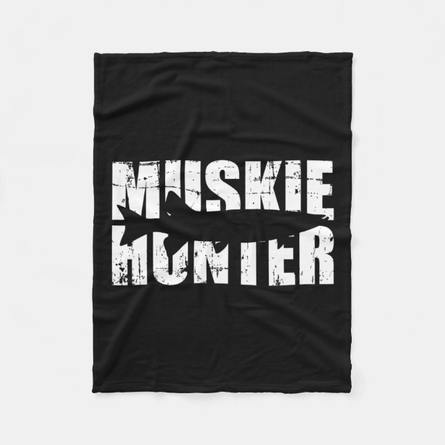 Muskie Hunter Fishing  Fleece Blanket (Front)