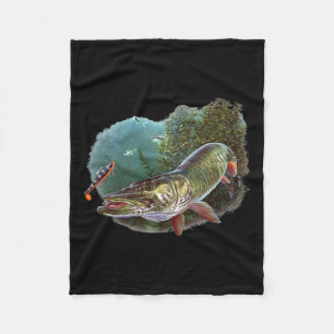 Muskie Hunter Musky Fisherman Fly Fishing Lure Nov Fleece Blanket