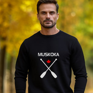 Muskoka Canada Crossed Paddle Oars Maple Leaf Dark Sweatshirt