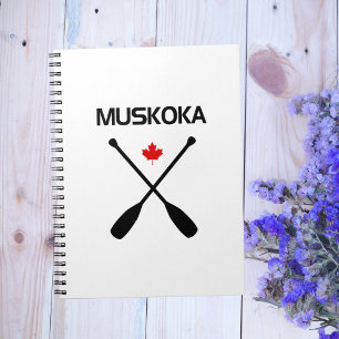 Muskoka Canada Crossed Paddle Oars Maple Leaf Notebook