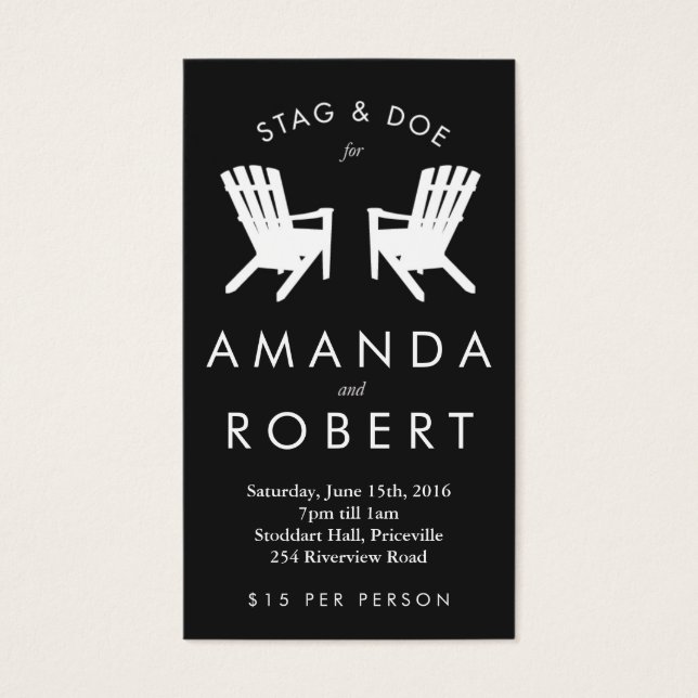 Muskoka Chair Stag and Doe Ticket, Black (Front)