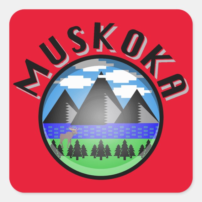 Muskoka Design (Version 2) - Beach Towel Square Sticker (Front)