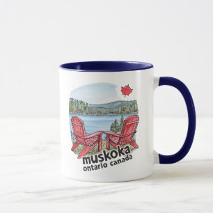 Muskoka Lake Ontario Cottage Watercolor Landscape Mug